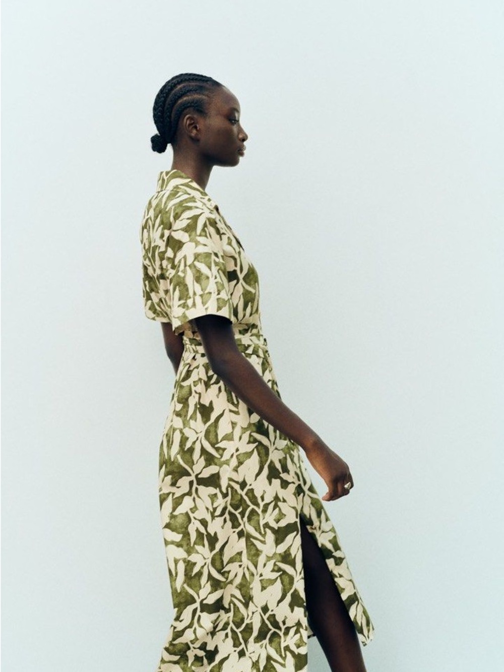 ZARA Floral Print Poplin Shirtdress
